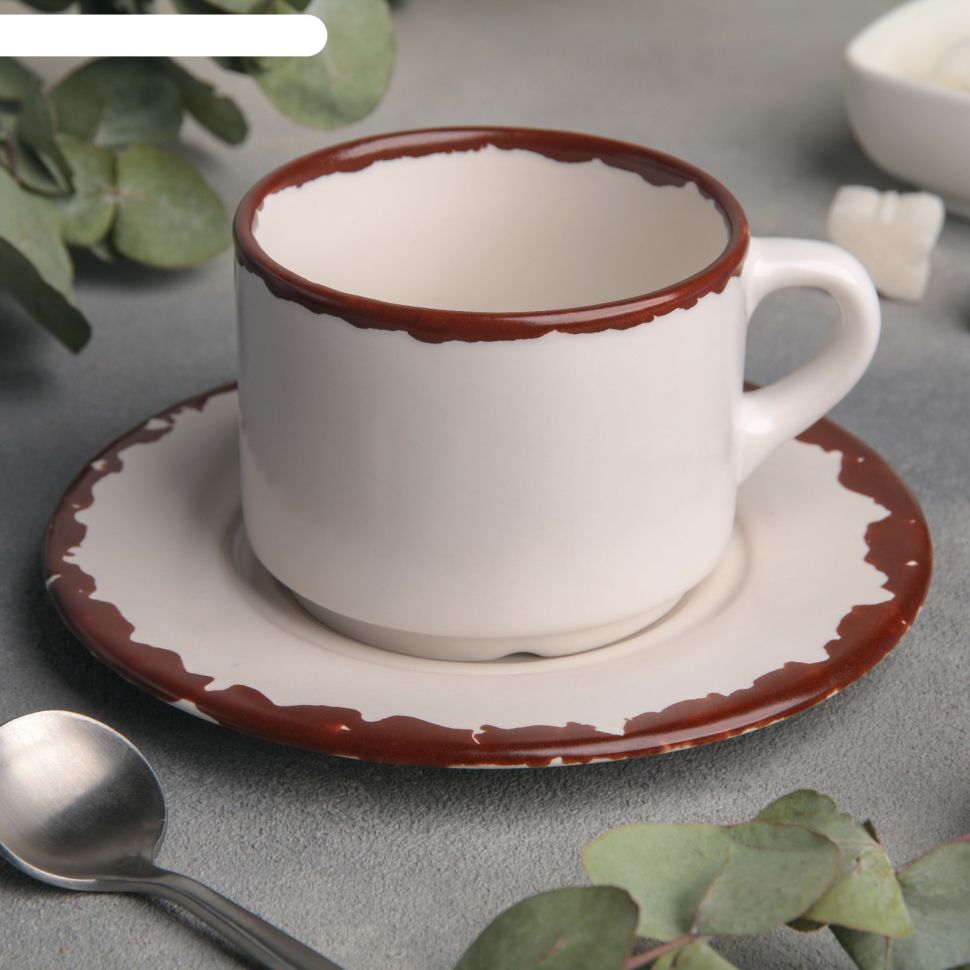 Чайная пара: чашка 200 мл с блюдцем 15,5 см, h 6,5 см Antica perla фото 1
