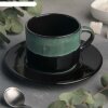 Чайная пара: чашка 200 мл с блюдцем 15,5 см, h 6,5 см Verde notte фото 1